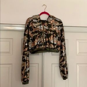 Fashion Nova sparkle camouflage crop jacket